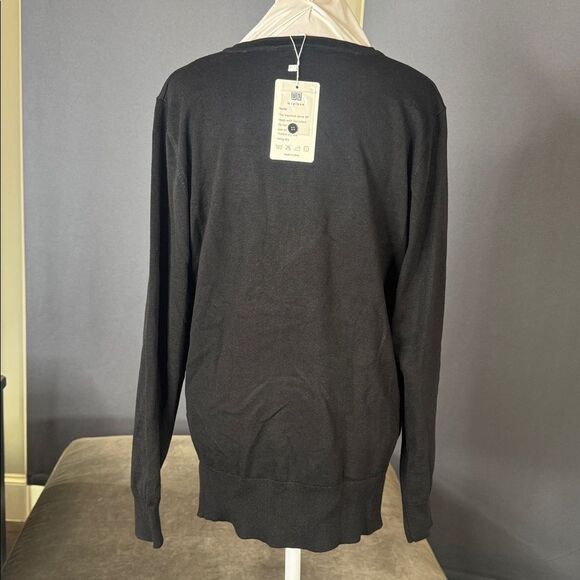 Women’s Black Knit Cardigan Sweater Round Neck Long Sleeve Size M (8-10) NWT - Picture 3 of 11